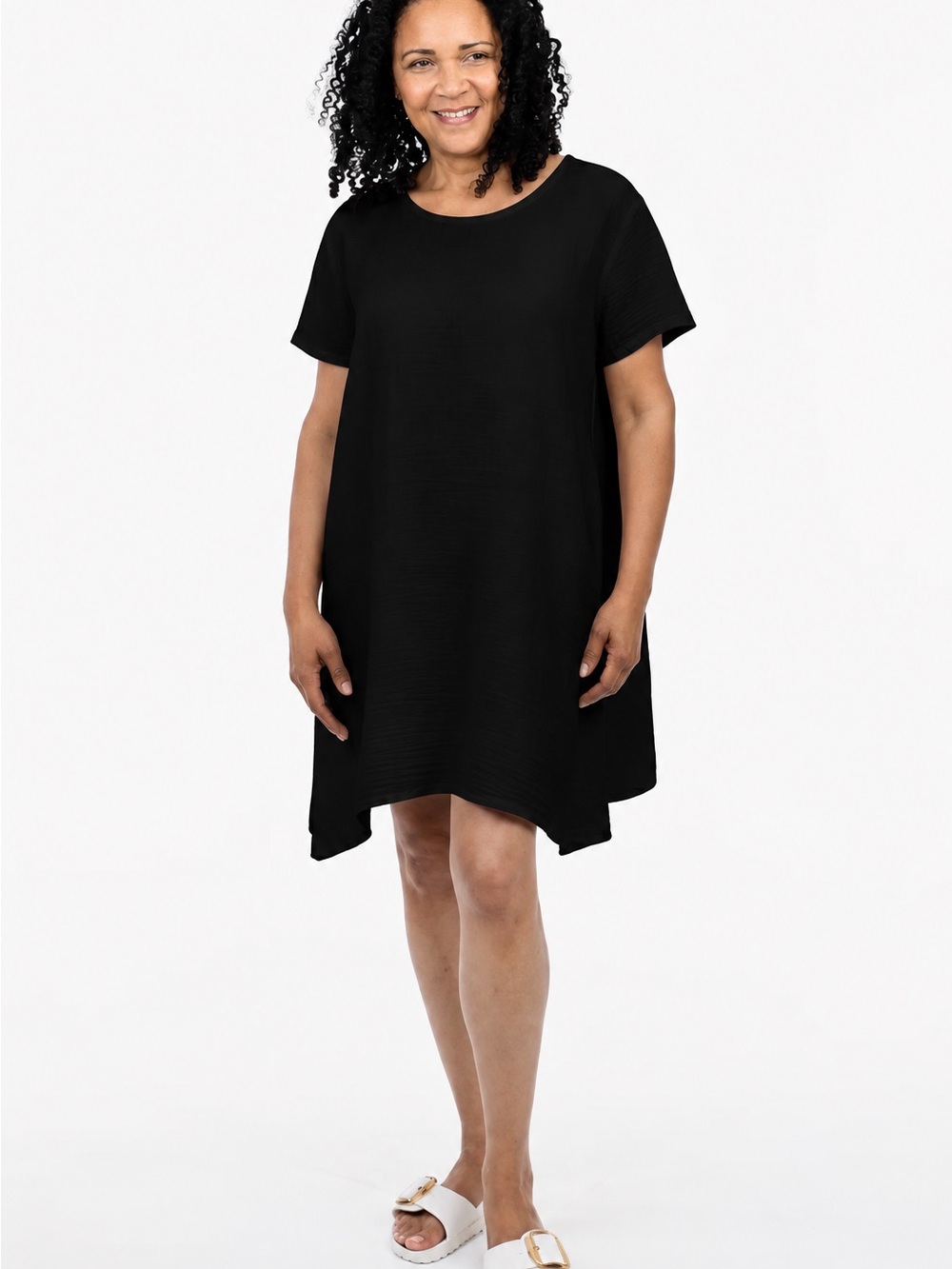 Shannon Passero Black Short-Sleeve A-Line Dress